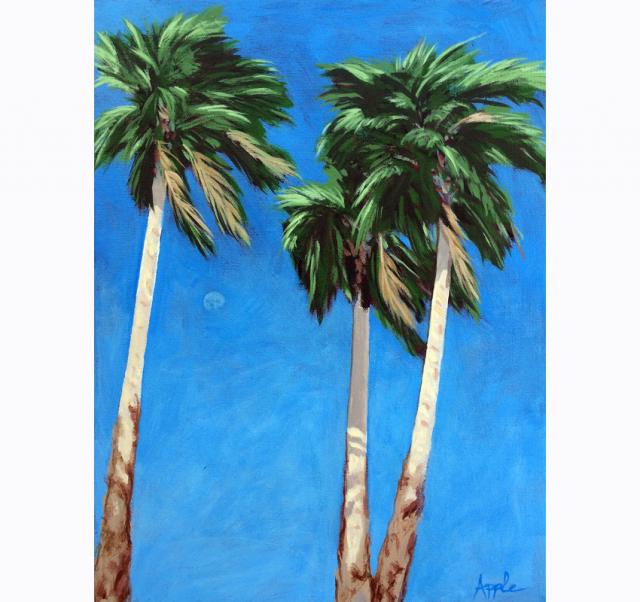 Daytime Moon in Palm Springs - Desert Palm Trees